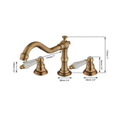 HeritageFlow Premium 3-Loch Wasserfall Waschtischarmatur Antik Messing Klassisch – Doppelgriff Badezimmerarmatur mit Keramikventil | Elegantes Vintage Design | Hochwertige Messing Ausführung für stilvolle Waschbecken