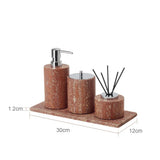 TERRAVENA Badezimmer-Set aus rotem Travertin – Naturstein Badaccessoires | Vintage Stil | Luxuriöse Spa-Atmosphäre
