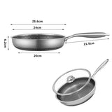 HexaChef Pro Edelstahl-Honigwaben-Bratpfanne 28 cm mit Glasdeckel für alle Herdarten | kratzfeste Antihaft-Profi-Pfanne | langlebige Edelstahl-Aluminium-Kochpfanne