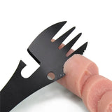 ReiseBesteck Vielzweck – Kompaktes 5-in-1 Edelstahl-Campingwerkzeug | Essbesteck mit Flaschen- & Dosenöffner | 55 g Outdoor-Besteck