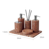 TERRAVENA Badezimmer-Set aus rotem Travertin – Naturstein Badaccessoires | Vintage Stil | Luxuriöse Spa-Atmosphäre