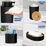 AquaNero Design Badaccessoire-Set 4-teilig – Schwarze Badezimmerausstattung aus Kunststoff | Modernes Ordnungs-System | Pflegeleicht & Stilvoll