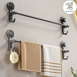 FlexHold Handtuchstange ohne Bohren – 40 cm Wandhalter mit Saugsystem in Mattschwarz, abnehmbar & vielseitig