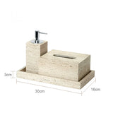 NATURAVITA Badezimmer-Set Travertin Beige – Naturstein Badaccessoires | Spa Design | Zeitlose Eleganz