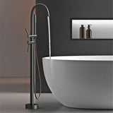 Aurelia Noir Bodenarmatur mit Handbrause – Freistehende Badarmatur aus Messing | Elegantes Design | Präzise Wassersteuerung