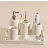 NATURIA Wabi-Sabi Badezimmer-Set – Naturstein Accessoires | Minimalistisches Spa Design für Bad & Hotel