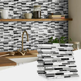 MarbleStyle Premium Marmoroptik Wandaufkleber Schwarz-Weiß Selbstklebend – Wasserfeste Fliesenfolie 1/6/12er Set | Elegante Design-Wandverkleidung für Küche & Bad | Hitzebeständige PVC Fliesensticker