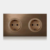 RETROLUX EU Wandschalter & Steckdose – Vintage Kaffee Braun | LED Anzeige & Reset | 110–250V | CE-zertifiziert