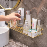 Oraluxe Premium Wandhalter für Mundspülbecher Schwarz-Gold Selbstklebend – Bohrfreie Badezimmer Ablage | Elegantes Becherregal für Waschbereich & Gäste-WC | Platzsparende und hygienische Aufbewahrung