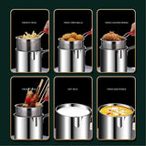 NipponFry Pro 304 Edelstahl-Tempura-Fritteuse mit Abtropfkorb – Tiefes Ölspar-Frittierpfannen-Set im Japan-Stil | Energieeffiziente Profi-Frittierlösung für knusprige Speisen