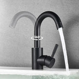 AquaSpin Waschbeckenarmatur Schwarz Nickel – Edelstahl Einhebelmischer | 360° Drehbarer Auslauf | Modernes Bad Design