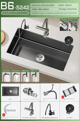 NoirCascade Pro Unterbau-Küchenspüle mit Wasserfallarmatur – Schwarze Edelstahl-Einbauspüle | 3 mm Stärke | Luxus-Design für moderne Küchen