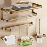 ImperiumBronze Premium Badaccessoire Set Antik Messing 5-teilig mit WC-Bürstenhalter – Wandmontiertes Komplettset für Badezimmer | Klassisches Vintage Design aus Kupferlegierung | Hochwertige Sanitär-Organisation im Retro-Stil