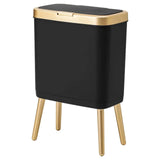 Luxora Slim Design-Mülleimer mit Deckel – schlanker Abfalleimer für Bad, Schlafzimmer und Küche | geruchsdicht, haustiersicher & modern mit goldenen Akzenten