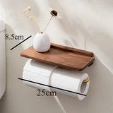WoodSteel Elegance Papierhalter – Wand-Papiertuchregal aus Holz & Edelstahl | Modern & Natürlich | Für Bad & Hotel
