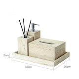 NATURAVITA Badezimmer-Set Travertin Beige – Naturstein Badaccessoires | Spa Design | Zeitlose Eleganz