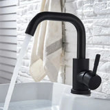 AquaSpin Waschbeckenarmatur Schwarz Nickel – Edelstahl Einhebelmischer | 360° Drehbarer Auslauf | Modernes Bad Design