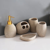 SCANDORA Badezimmer Set Resin – 4-teiliges Badaccessoire Set | Nordisches Design | Stilvolle Organisation
