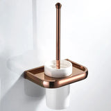 LAVARELLE Roségold WC-Bürstenhalter Wand – Messing Toilettenbürste mit Keramikbecher | Hygienisch & Platzsparend | Elegantes Badzubehör