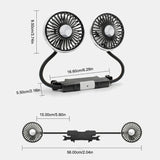 KlimaFahrt Zweifach-Fahrzeugventilator – Autolüfter mit USB-C-Anschluss | 3 Luftstufen & Doppelgebläse | LED-Beleuchtung für Rücksitze