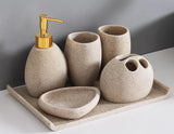 SCANDORA Badezimmer Set Resin – 4-teiliges Badaccessoire Set | Nordisches Design | Stilvolle Organisation