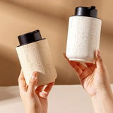 ZENORA Travertin Schaumseifenspender – Japandi Design Pumpflasche | Nachfüllbar & Minimalistisch | Für Bad & Gäste-WC