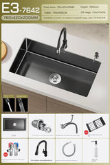 NoirCascade Pro Unterbau-Küchenspüle mit Wasserfallarmatur – Schwarze Edelstahl-Einbauspüle | 3 mm Stärke | Luxus-Design für moderne Küchen
