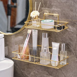 Oraluxe Premium Wandhalter für Mundspülbecher Schwarz-Gold Selbstklebend – Bohrfreie Badezimmer Ablage | Elegantes Becherregal für Waschbereich & Gäste-WC | Platzsparende und hygienische Aufbewahrung
