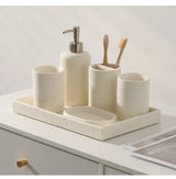 NATURIA Wabi-Sabi Badezimmer-Set – Naturstein Accessoires | Minimalistisches Spa Design für Bad & Hotel