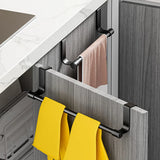 TürFix Pro Edelstahl-Küchentuchhalter ohne Bohren – Über-Schranktür-Handtuchstange | Rostfreier Küchen-Organizer | Platzsparende Hängelösung für Tücher & Küchenzubehör