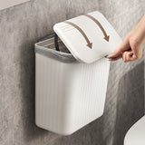 WallClean multifunktionaler Wandmülleimer für Küche und Bad – platzsparender Hängemülleimer mit Druckdeckel | Abfalleimer und Toilettenpapierhalter in einem