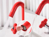 Rubino Chrom Waschtischarmatur mit Dreh-Auslauf – Zweigriffarmatur aus Messing | Präzise Temperaturregelung | Elegantes Farbdesign