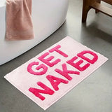 ROSYVIBE Design Badteppich Rosa – Getufteter Teppich mit Statement Motiv | Rutschfest  Waschbar | Moderner Wohnstil