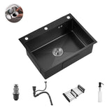SteelNova Pro Küchenspüle Einzelbecken-Set – Edelstahl Einbauspüle mit Armatur | Gebürstete Oberfläche | Geräuschdämmung & Komplettzubehör
