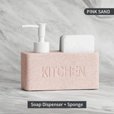 CleanDock Küchen Seifenspender Set – Spülmittelspender mit Schwammhalter | Ordnungssystem | Platzsparende Spüllösung