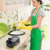 TriClean Küchen Seifensystem – Kombispender mit Schwammhalter | 3-fach Funktion | Ordnung & Hygiene