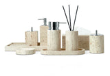 NATURAVITA Badezimmer-Set Travertin Beige – Naturstein Badaccessoires | Spa Design | Zeitlose Eleganz