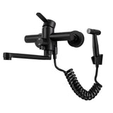 FlexiClean Pro Wand-Küchenarmatur mit Seitensprühdüse – 360° Schwenkbarer Edelstahlhahn | Ausziehbrause 150 cm | Warm- &amp; Kaltwasser