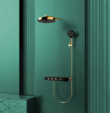 GoldRain Unterputz Duschsystem mit Thermostat – Regendusche in Goldoptik | Konstante Temperatur | Luxus Badlösung