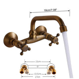 VINTARO Wand-Waschbeckenarmatur 360° Drehbar – Zweigriff Mischbatterie | Antikmessing oder Schwarzbronze | Stilvolle Wandlösung