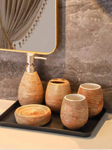 ZENORA Badezimmer Set Keramik – 3-teiliges Badaccessoire Set | Japanischer Vintage Stil | Elegante Badorganisation