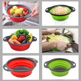 FlexiFlow Pro Faltbares Silikon-Abtropfsieb mit Edelstahlkern – Multifunktionaler Küchenkorb zum Waschen, Abgießen & Filtern | Platzsparender Siebkorb für Obst, Gemüse & Pasta