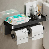 AurumShelf Design Toilettenpapierhalter mit Ablage – Wandmontage aus Aluminiumlegierung | Modernes Badaccessoire | Handyablage integriert