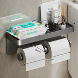 AurumShelf Design Toilettenpapierhalter mit Ablage – Wandmontage aus Aluminiumlegierung | Modernes Badaccessoire | Handyablage integriert