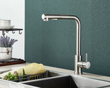 NoirFlow Design-Küchenarmatur mit Ausziehbrause – 360° Schwenkfunktion, Zwei Strahlarten & Mattschwarzes Edelstahl-Finish