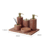 TERRAVENA Badezimmer-Set aus rotem Travertin – Naturstein Badaccessoires | Vintage Stil | Luxuriöse Spa-Atmosphäre