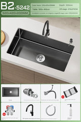 NoirCascade Pro Unterbau-Küchenspüle mit Wasserfallarmatur – Schwarze Edelstahl-Einbauspüle | 3 mm Stärke | Luxus-Design für moderne Küchen