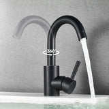 AquaSpin Waschbeckenarmatur Schwarz Nickel – Edelstahl Einhebelmischer | 360° Drehbarer Auslauf | Modernes Bad Design