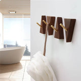 GeoLigno Dreieck Wandhaken – Massivholz & Messing Garderobenhaken | Modernes Design | Dekorative Aufbewahrung
