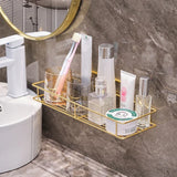 Oraluxe Premium Wandhalter für Mundspülbecher Schwarz-Gold Selbstklebend – Bohrfreie Badezimmer Ablage | Elegantes Becherregal für Waschbereich & Gäste-WC | Platzsparende und hygienische Aufbewahrung